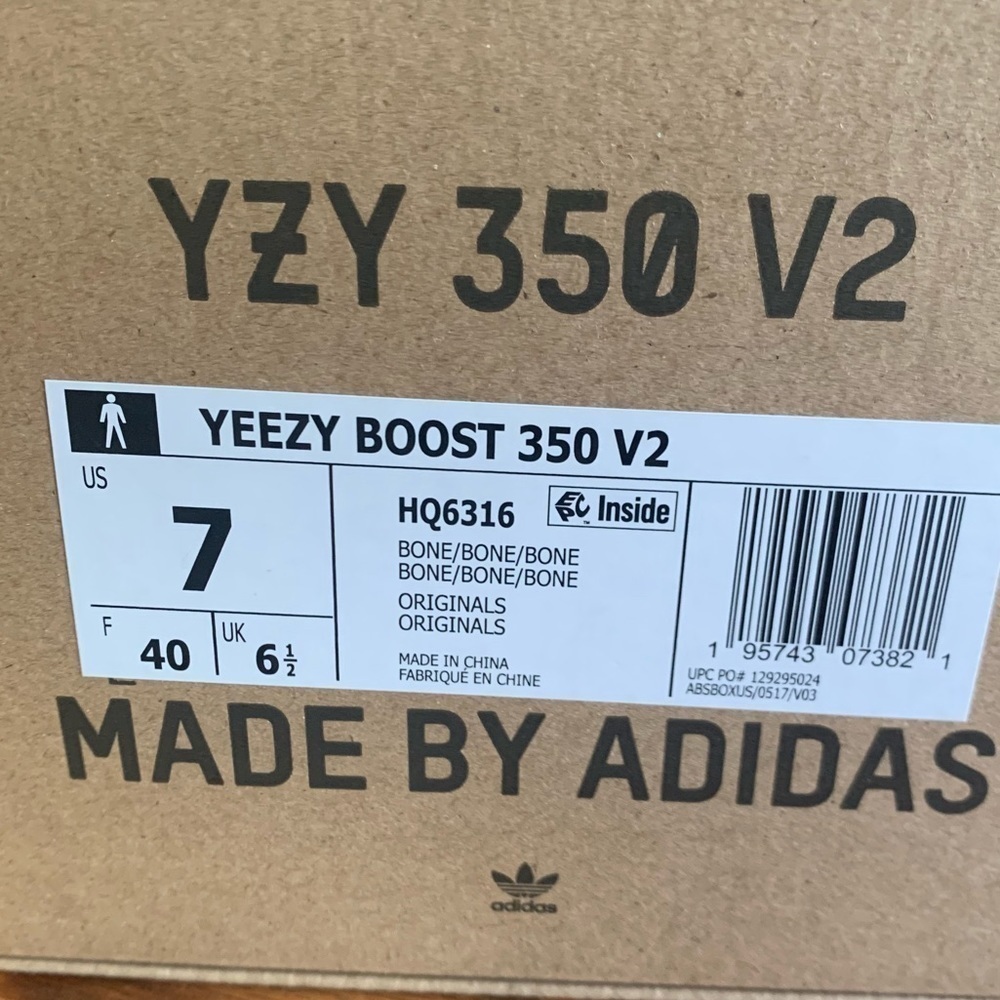 YEEZY BOOST Adidas 350 V2 Sneakers Shoes BONE Men’s size 7 Women’s size 8.5 - Picture 7 of 15